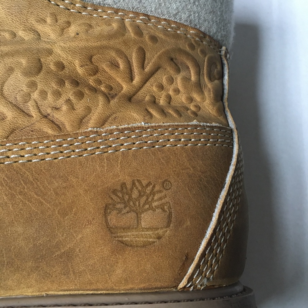Timberland Tooled Leather Women’s Tan Boots Sz 7.5 Streetwear - Picture 10 of 13